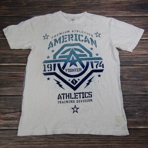 American Fighter Mens XL Training T Shirt UFC MMA Gym Workout White Blue